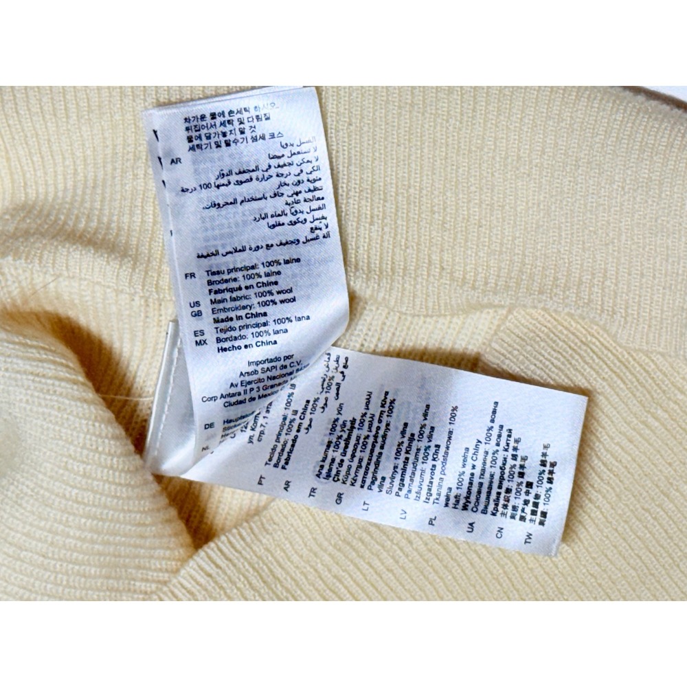 Sandro Paris Take It Easy Embroidered Wool Sweater Cream XL Small Hole - Picture 6 of 7